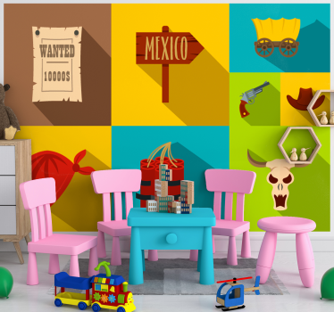 Kids wall mural wanted mexico theme - TenStickers