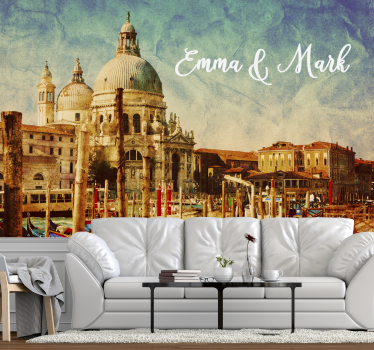Watercolour city custom murals - TenStickers