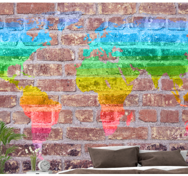 World map mural colorful geographic design - TenStickers