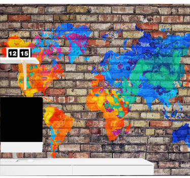 World map mural colorful geographic map - TenStickers