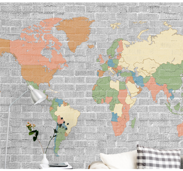 World map mural extensive global atlas - TenStickers