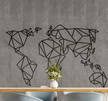 World map mural geometric world outline - TenStickers