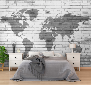 World map mural global map outline - TenStickers