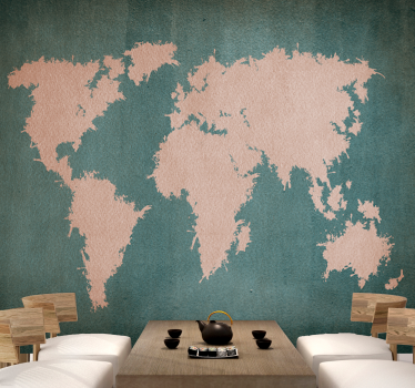 World map mural global world outline - TenStickers