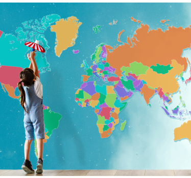 World map mural interactive world map - TenStickers