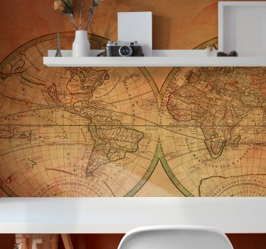 World map mural vintage global atlas - TenStickers