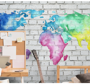 World map mural watercolor world map - TenStickers