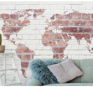 World map mural world map brick - TenStickers