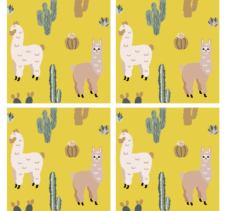 Alpaca and cactus modern coaster - TenStickers