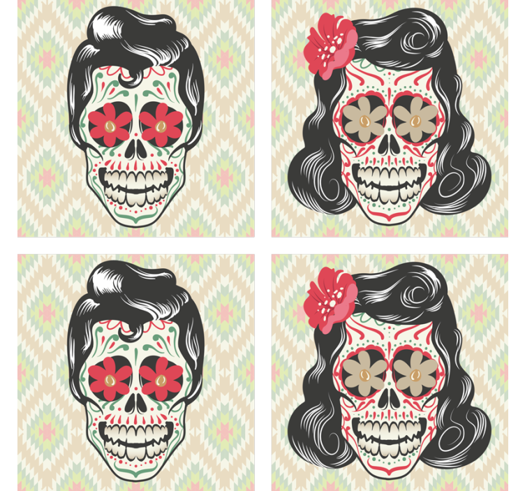 Halloween skulls drink coaster - TenStickers