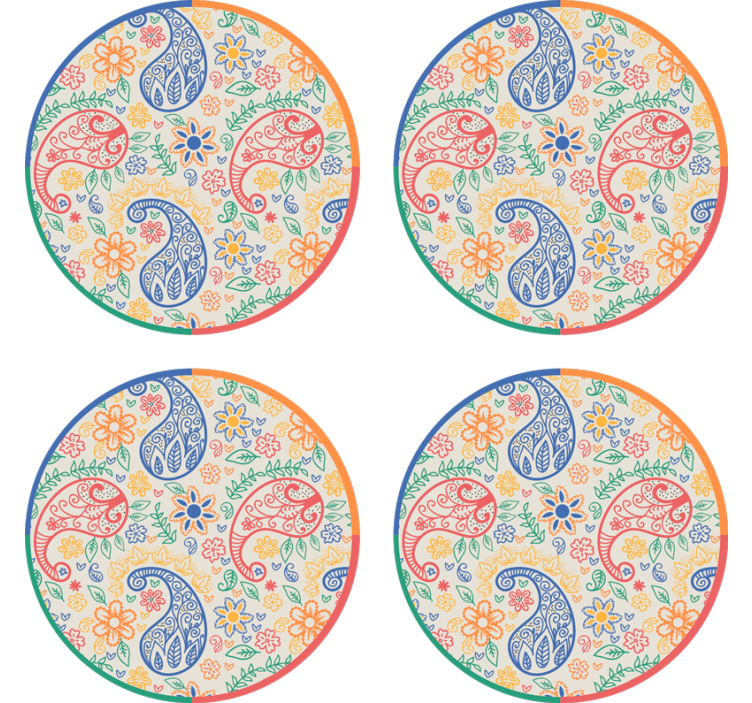 Colorful paisley drink coaster - TenStickers