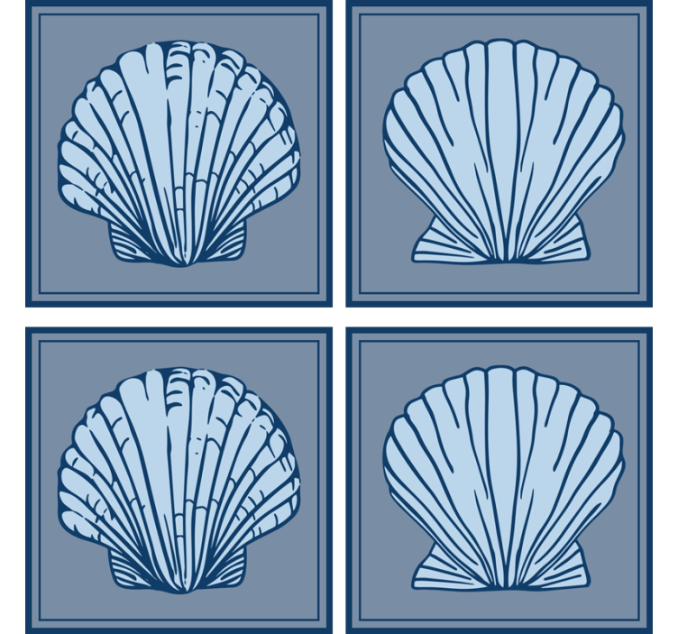 Seashell Blue Tones shell coaster - TenStickers