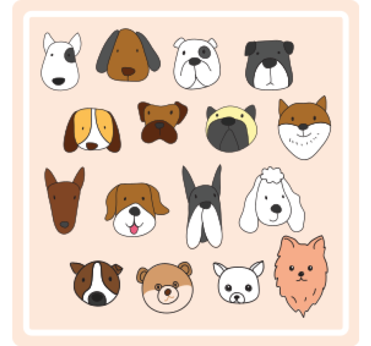 Cartoon dog breeds modern coaster - TenStickers