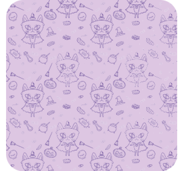 Witch cat cartoon modern coaster - TenStickers