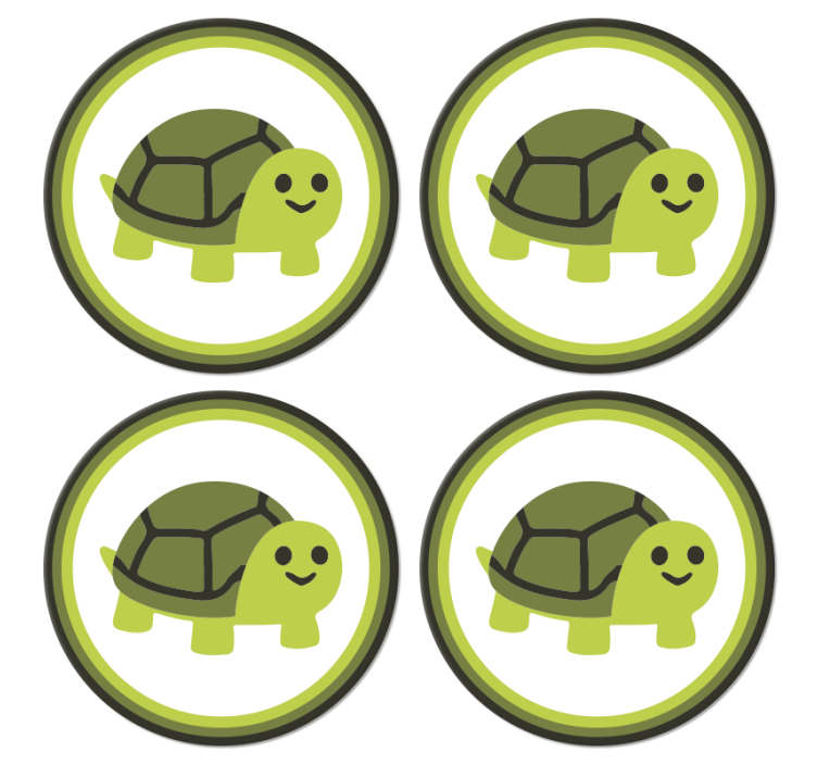 Funny smiling turtle cartoon modern coaster - TenStickers