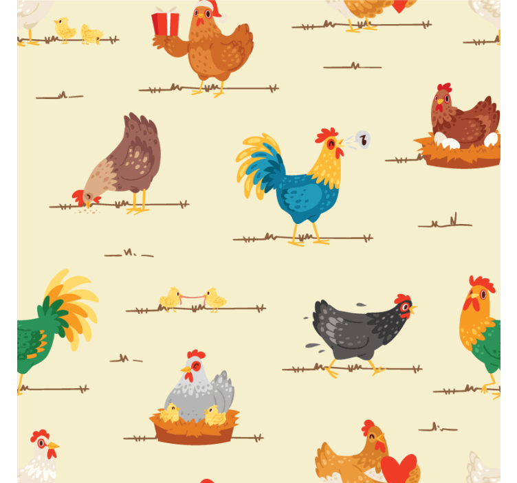 Chicken cartoon characters pattern coaster - TenStickers