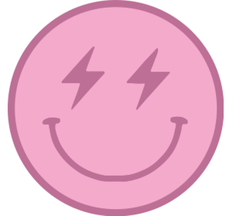 Pink lightning smiley face modern coaster - TenStickers