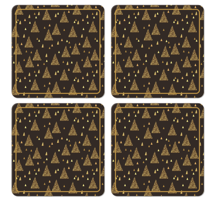 Elegant golden christmas trees coaster - TenStickers