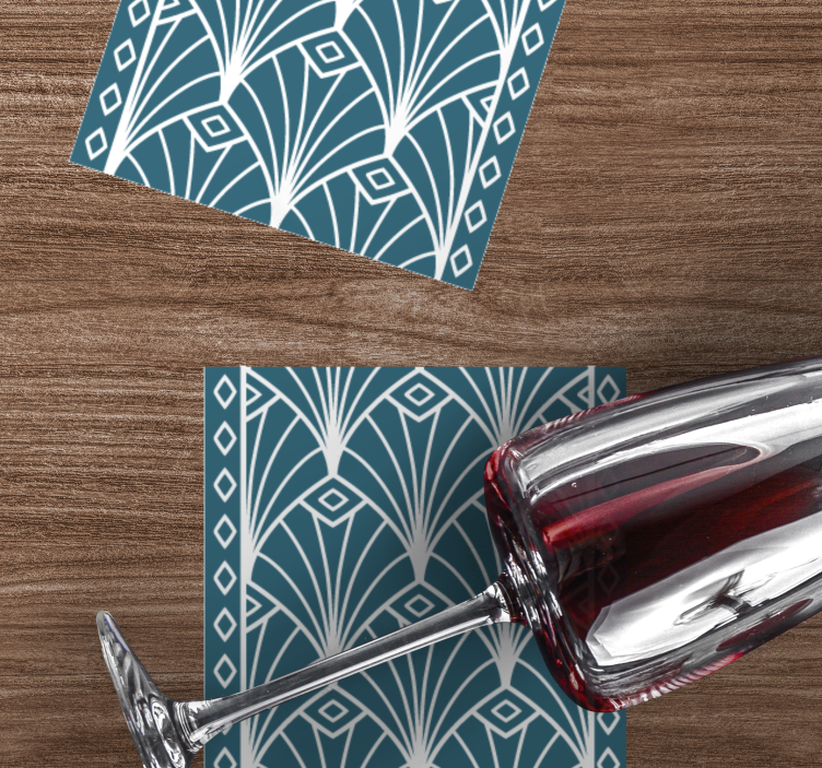 "Art Deco" Blue and white arches modern coaster - TenStickers