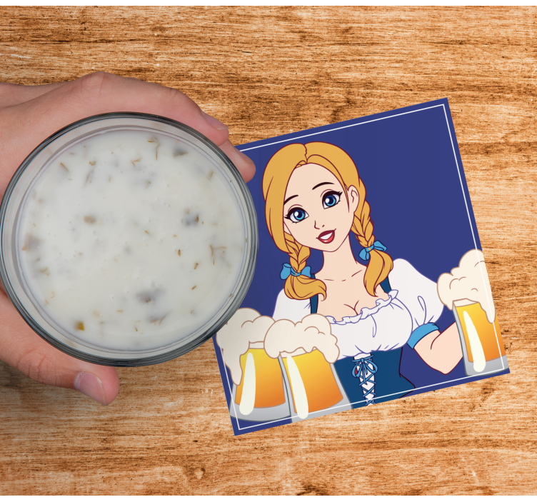 Beer mats cheerful bartender illustration - TenStickers