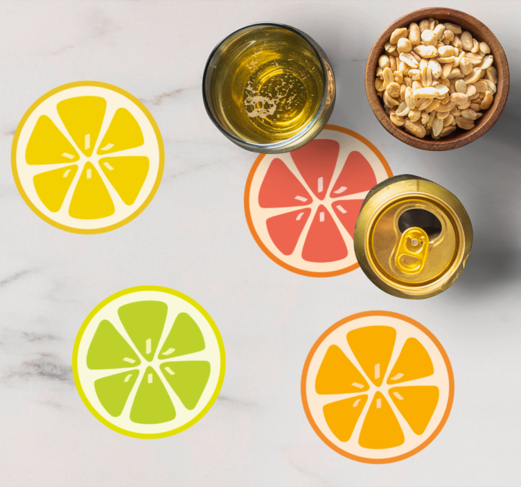 Beer mats with citrus fruit slice patterns - TenStickers