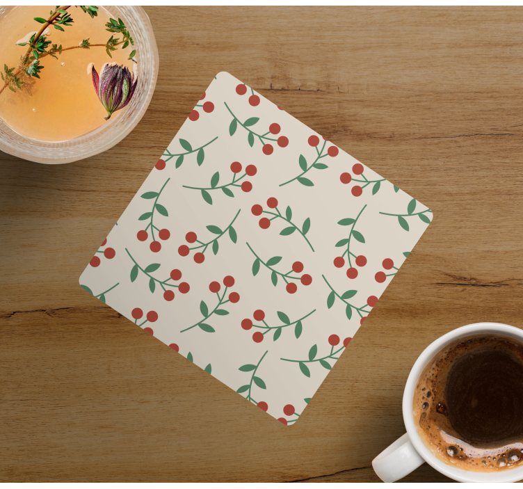 Berry branch patterns coasters - TenStickers