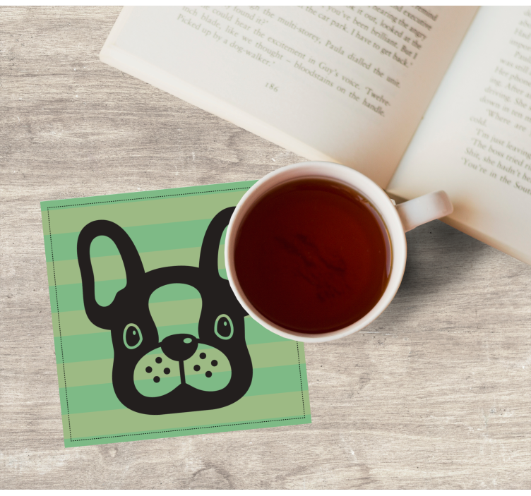 Black dog on a green design  modern coaster - TenStickers