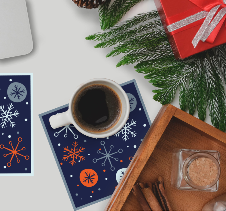 Blue and orange snowflakes christmas coaster - TenStickers