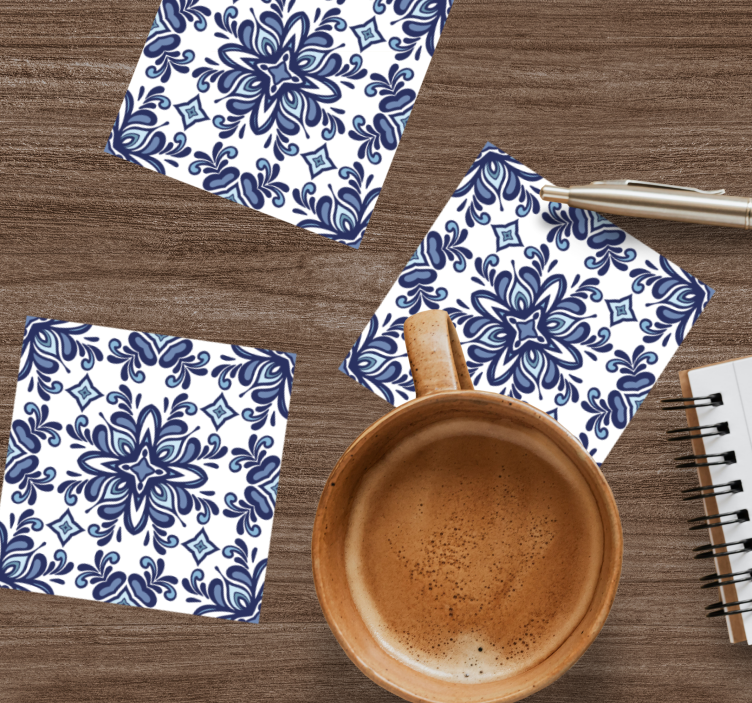 Blue Moroccan style tile coasters - TenStickers