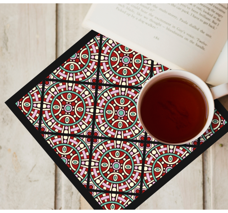 Boho pattern tile coasters - TenStickers