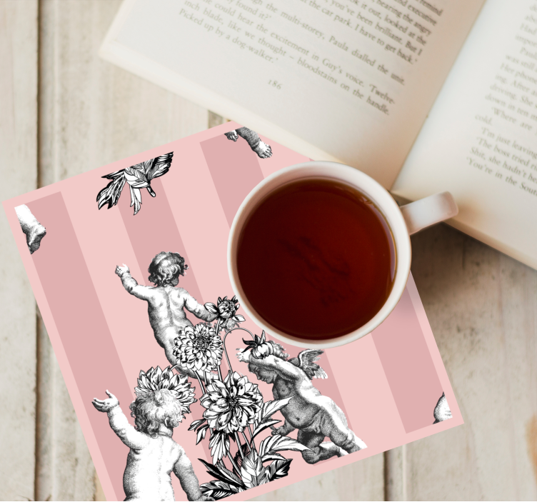 Cherubs and Floral Motif vintage coasters - TenStickers