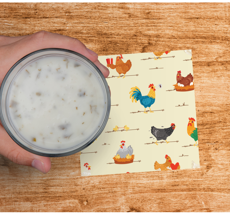 Chicken cartoon characters pattern coaster - TenStickers