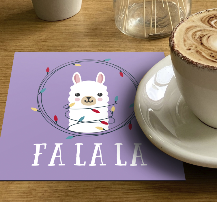 Christmas style alpaca drink coaster - TenStickers