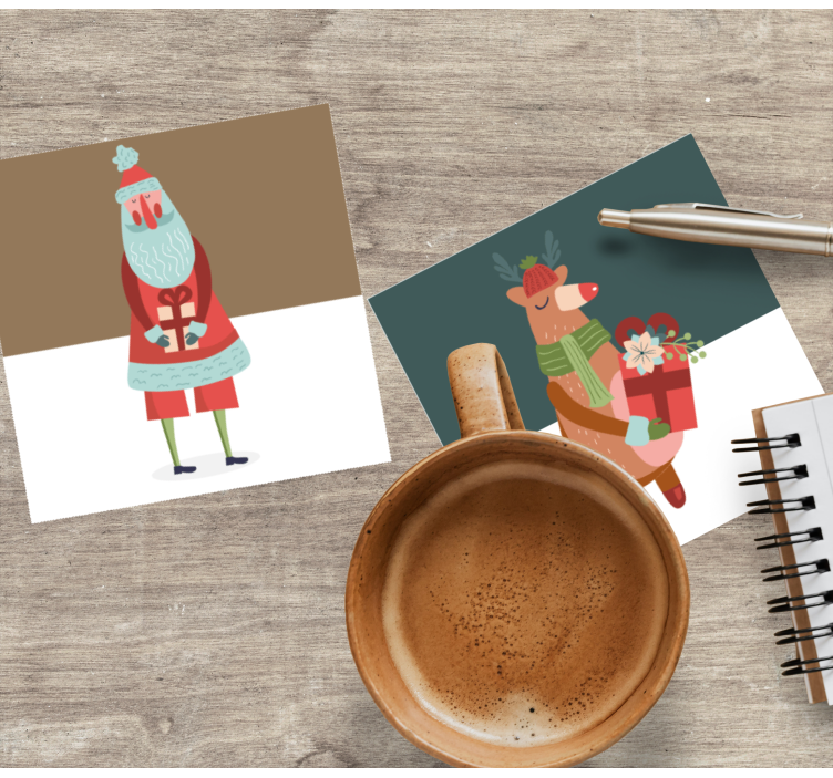 Christmas coaster festive characters set - TenStickers