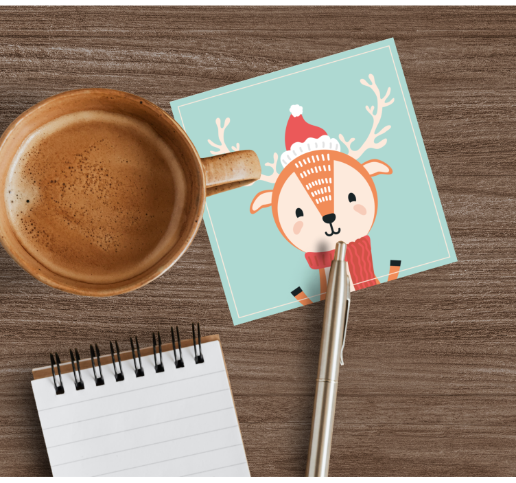 Christmas coaster festive reindeer design - TenStickers
