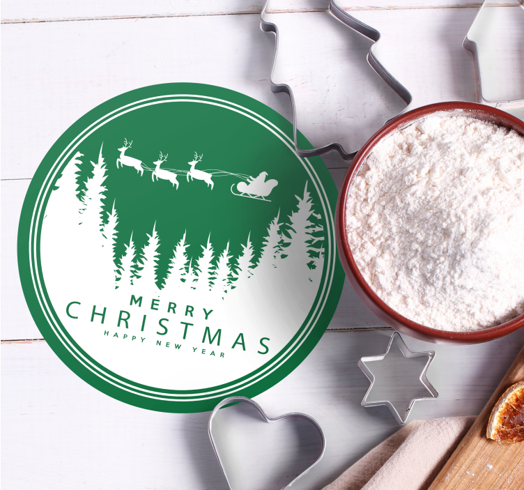 Christmas coaster festive santa sleigh scene - TenStickers