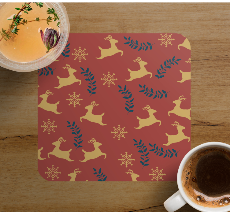 Christmas coaster galloping reindeer design - TenStickers