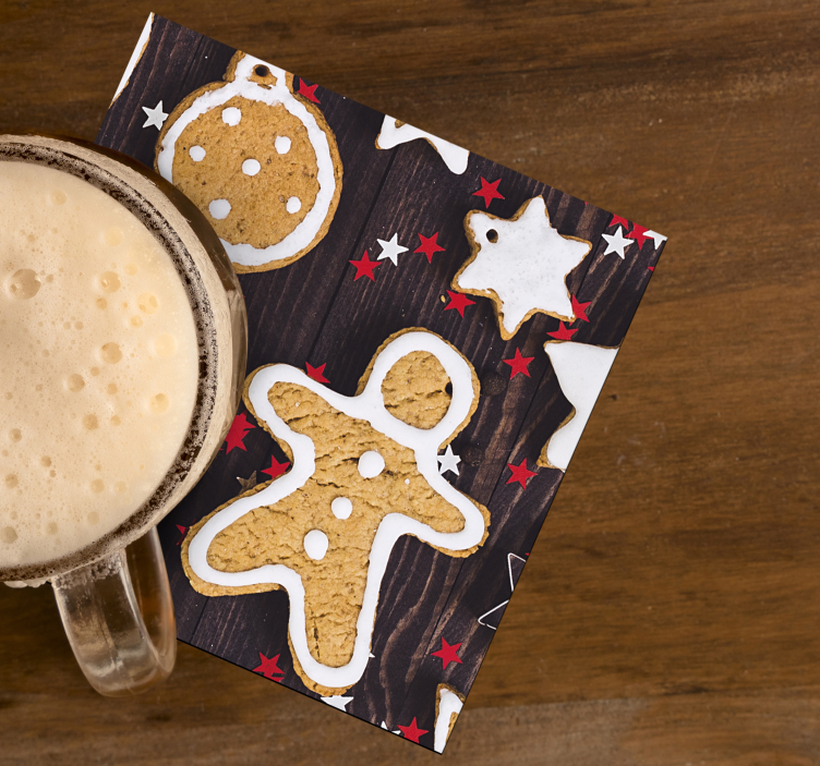 Christmas coaster gingerbread cookies pattern - TenStickers