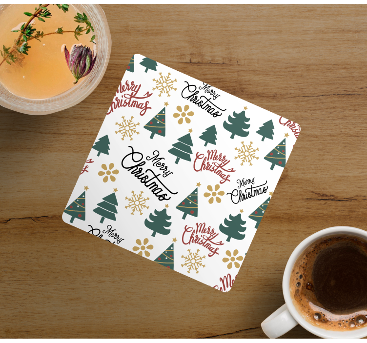 Christmas coaster merry christmas trees - TenStickers