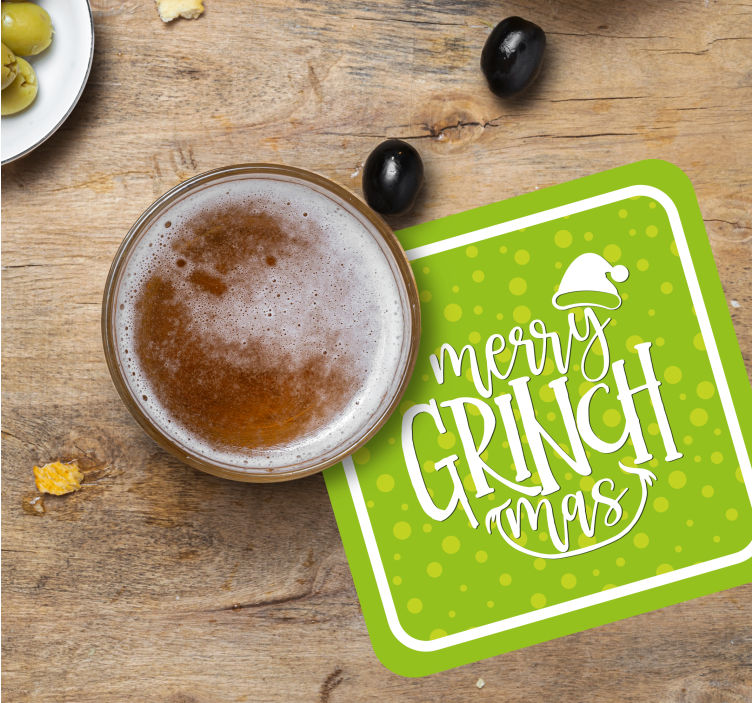 Christmas coaster merry grinchmas greeting - TenStickers