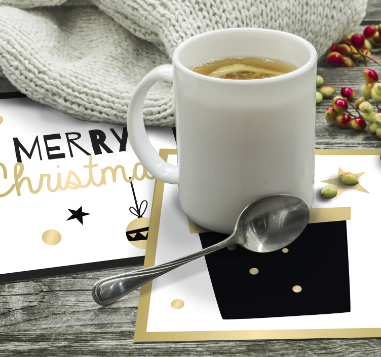 Christmas coaster merry holiday gift design - TenStickers