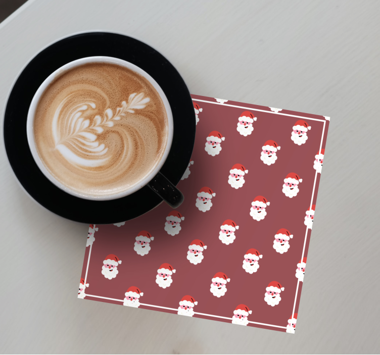 Christmas coaster santa faces design - TenStickers