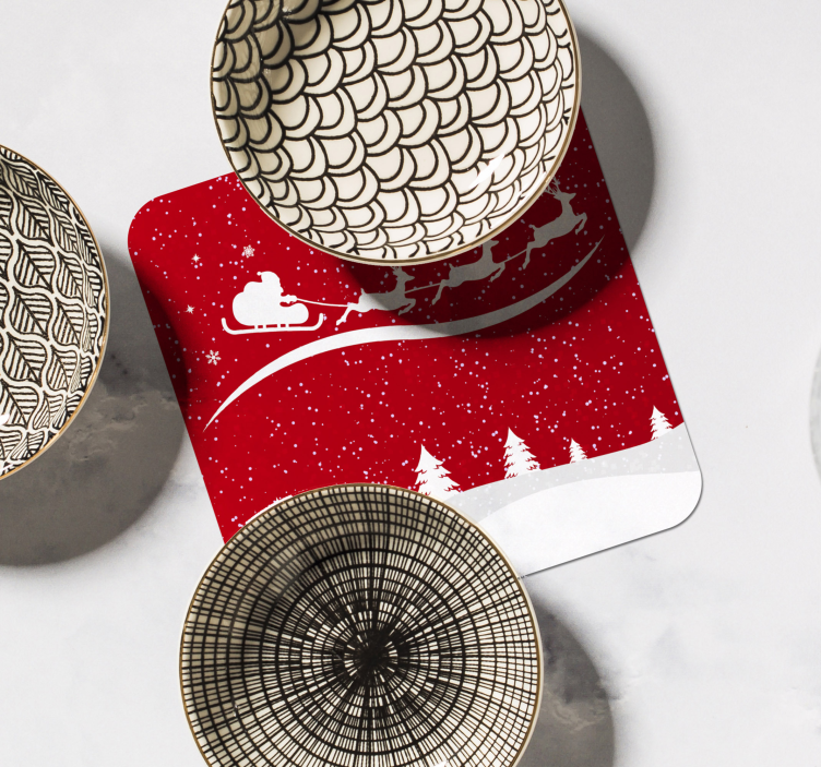 Christmas coaster santa sleigh with reindeer - TenStickers