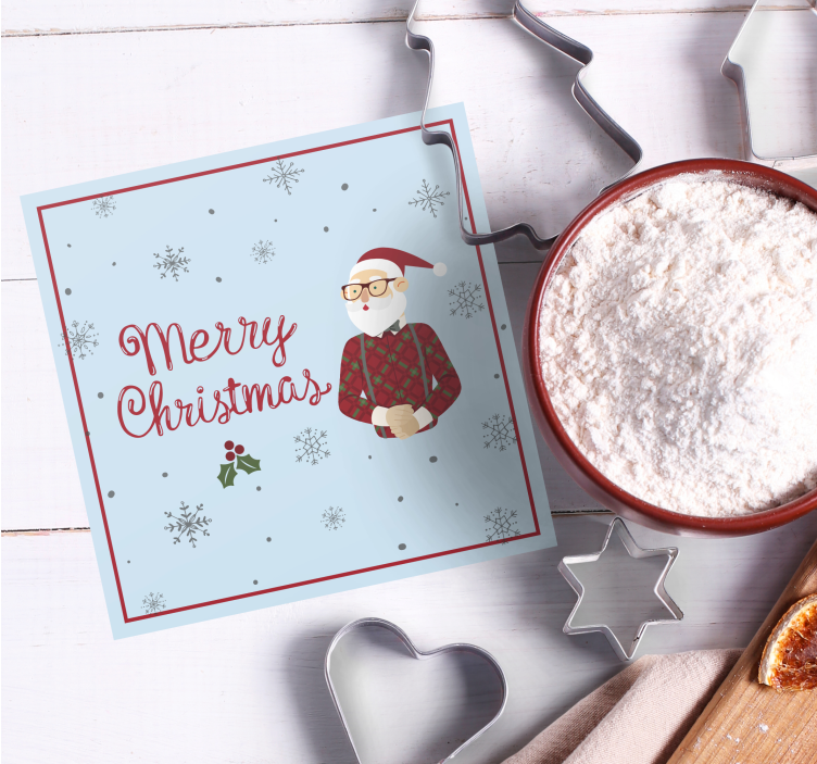 Christmas coaster santa with snowflakes - TenStickers
