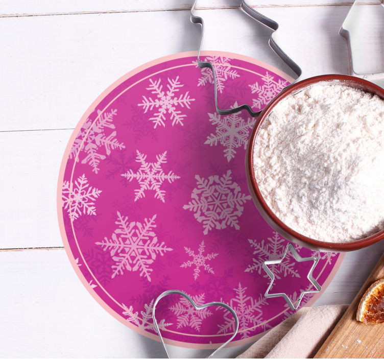 Christmas coaster snowflake patterned round tray - TenStickers
