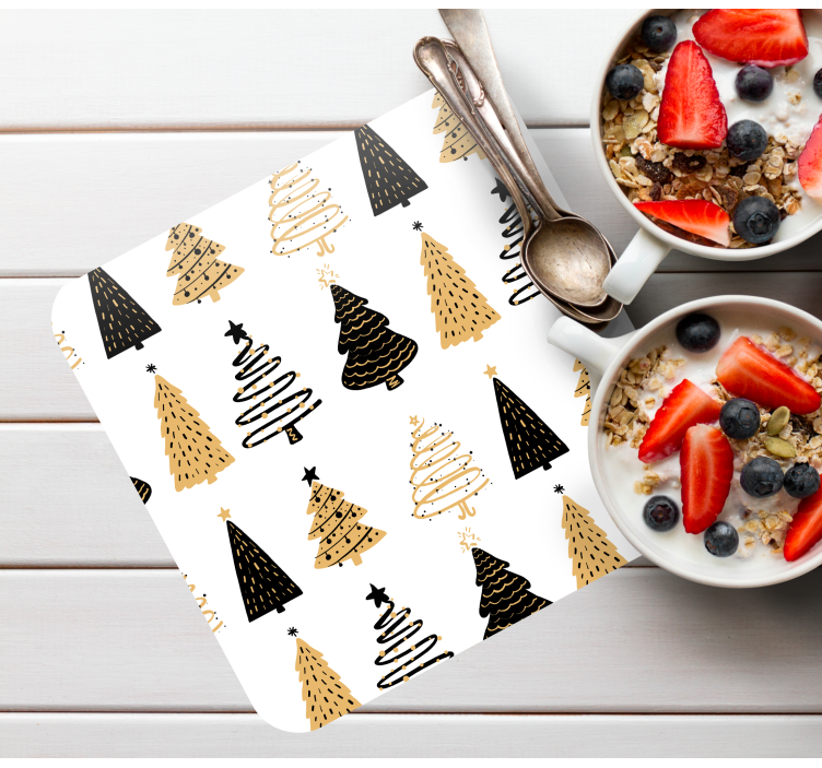 Christmas coaster with artistic tree design - TenStickers