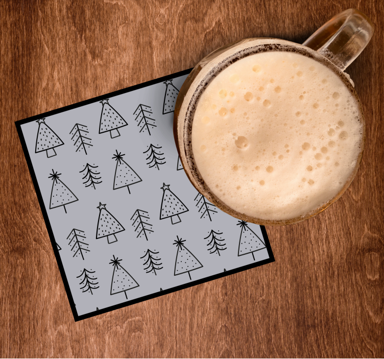 Christmas coaster with artistic tree designs - TenStickers