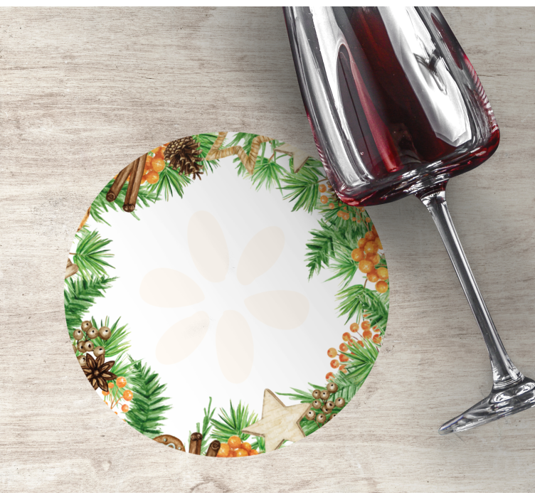 Christmas coaster with festive greenery details - TenStickers