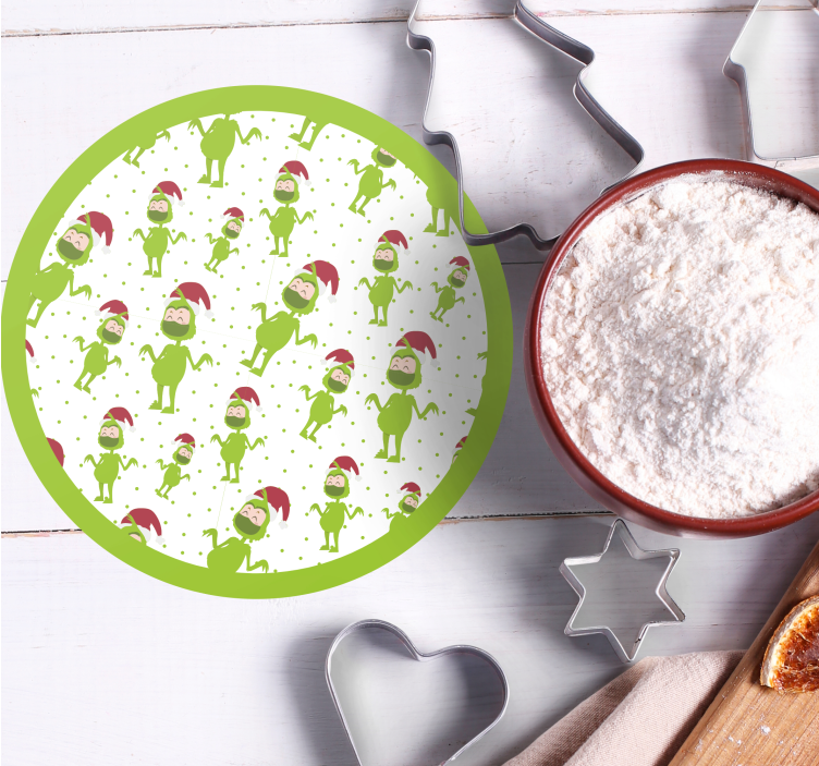 Christmas coaster with playful green figures - TenStickers