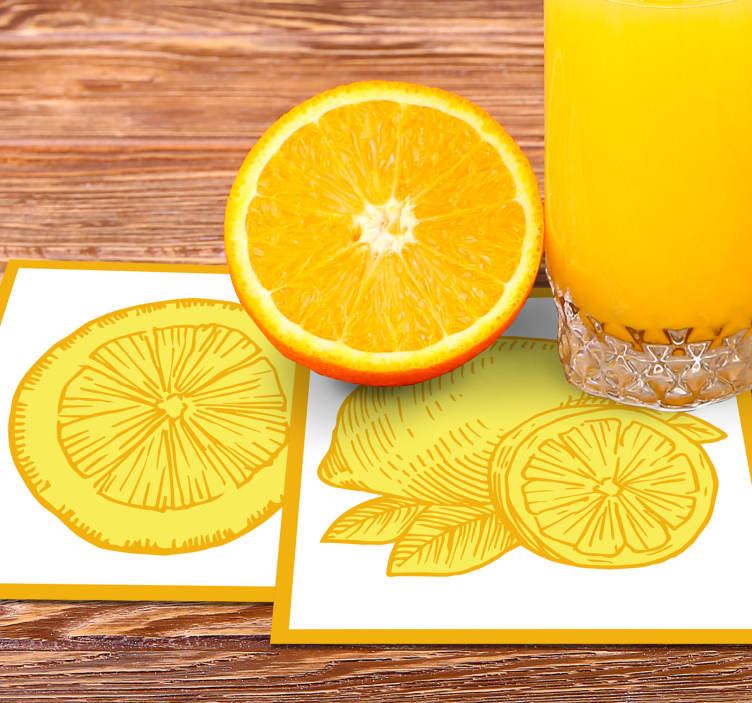 Citrus fruit illustrations coasters - TenStickers
